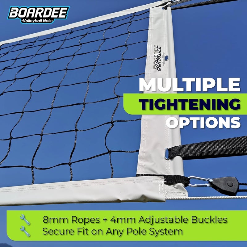 BOARDEE Volleyball Net – Heavy-Duty Outdoor Replacement Net for Beach and Indoor Volleyball or Backyard Courts – Durable and Weather-Resistant Design 10m x 1m (White) - Image 5